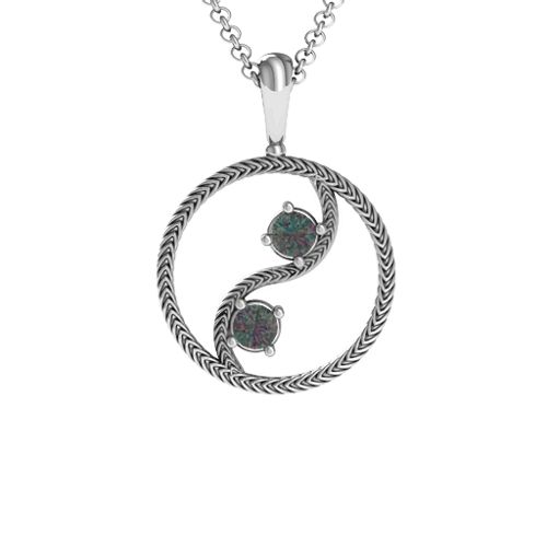 Personalised Yin Yang Pendant – Sterling Silver with Alexandrite