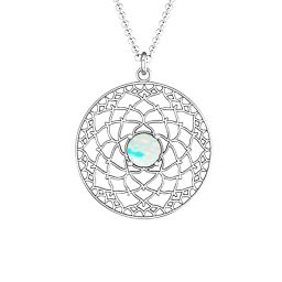 Crown Chakra Pendant in 925 Sterling Silver with Opal