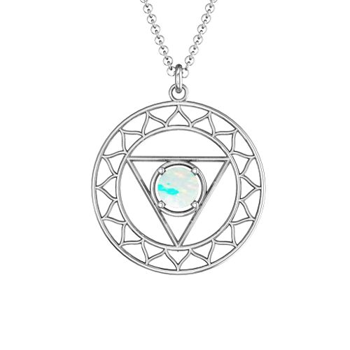 Throat Chakra Pendant – Sterling Silver with Opal