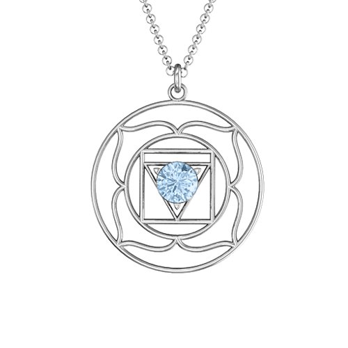 Root Chakra Pendant – Sterling Silver with Aquamarine