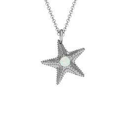 Starfish with Stone Pendant in 925 Sterling Silver with Opal