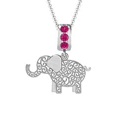 Filigree Elephant with Stones Pendant