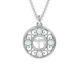 Chai and Stones Pendant in 925 Sterling Silver with Opal