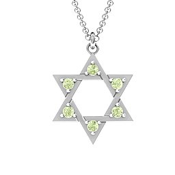 Star of David with Stones Pendant in 925 Sterling Silver with Peridot