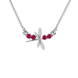 Dragonfly Pendant in 925 Sterling Silver with Ruby