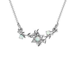 Star of David with Olive Branches Pendant in 925 Sterling Silver with Opal