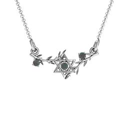Star of David with Olive Branches Pendant in 925 Sterling Silver with Alexandrite