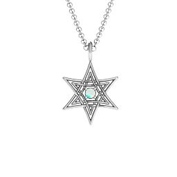 Modern Star of David Pendant in 925 Sterling Silver with Opal