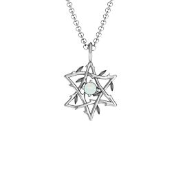 Olive Branch Star of David Pendant in 925 Sterling Silver with Opal