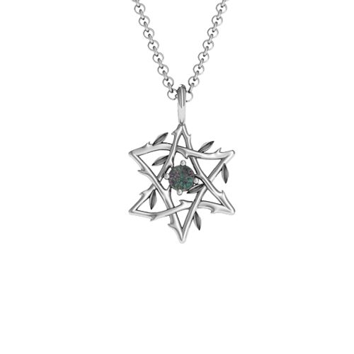 Olive Branch Star of David Pendant – Sterling Silver with Alexandrite