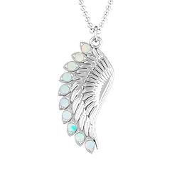 Wing Pendant with Stones in 925 Sterling Silver with Opal