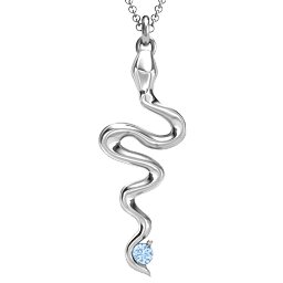 Snake Pendant in 925 Sterling Silver with Aquamarine