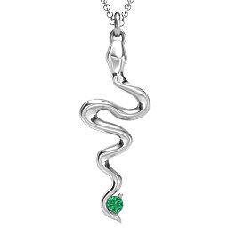 Snake Pendant in 925 Sterling Silver with Emerald