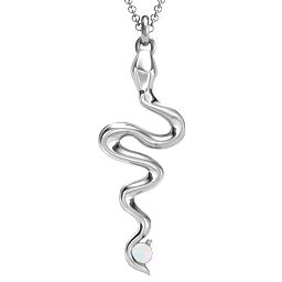 Snake Pendant in 925 Sterling Silver with Opal