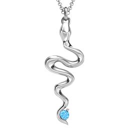 Snake Pendant in 925 Sterling Silver with Blue Topaz