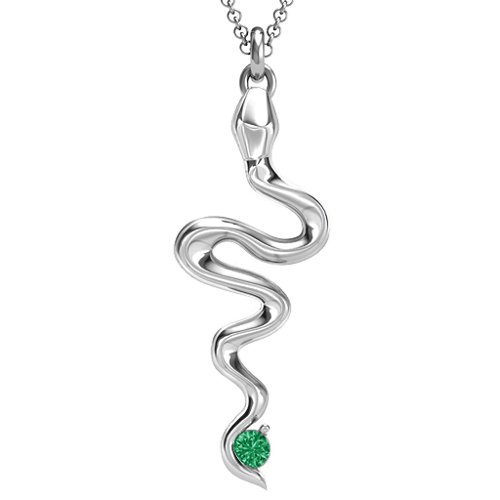 Snake Pendant – Sterling Silver with Emerald