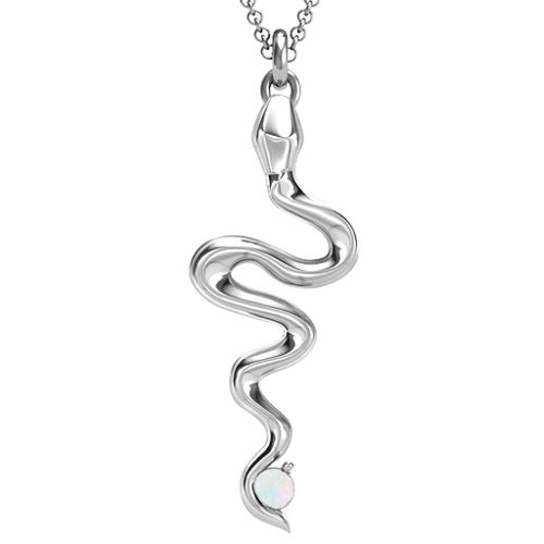 Snake Pendant – Sterling Silver with Opal
