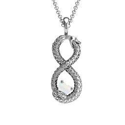 Ouroboros Snake Infinity Pendant in 925 Sterling Silver with Opal