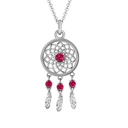 Dream Catcher Pendant in 925 Sterling Silver with Ruby