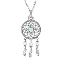 Dream Catcher Pendant in 925 Sterling Silver with Opal