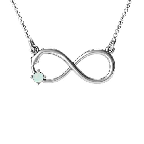 Snake Infinity Pendant – Sterling Silver with Opal