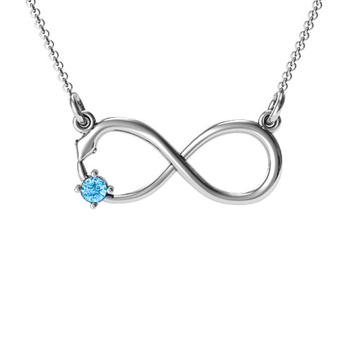 Snake Infinity Pendant – Sterling Silver with Blue Topaz