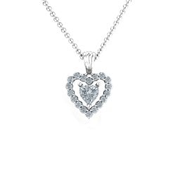 Heart in Heart Halo Pendant in 925 Sterling Silver with Diamond