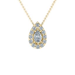 Pear Shape Halo Slide Pendant in 9K Solid Yellow Gold
