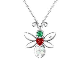 To Bee in Love Pendant in 925 Sterling Silver with Garnet, Emerald, and Opal