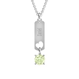 Love Tag Pendant with Round Stone