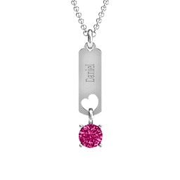 Love Tag Pendant with Round Stone