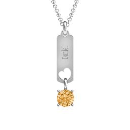 Love Tag Pendant with Round Stone