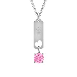 Love Tag Pendant with Round Stone