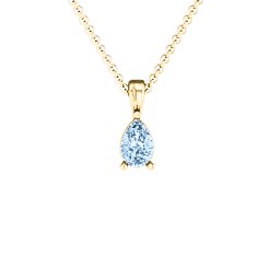 Elegant Pear Stone Pendant in 18K Gold Plated Silver with Aquamarine
