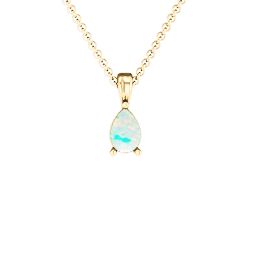 Elegant Pear Stone Pendant in 18K Gold Plated Silver with Opal