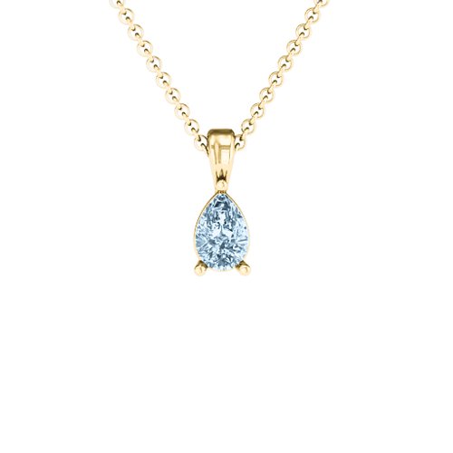 Elegant Pear Stone Pendant – 18K Gold Plated Silver with Aquamarine