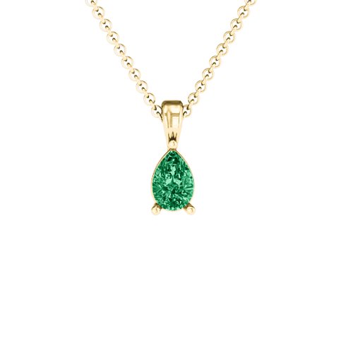 Elegant Pear Stone Pendant – 18K Gold Plated Silver with Emerald