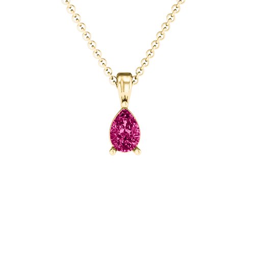 Elegant Pear Stone Pendant – 18K Gold Plated Silver with Ruby