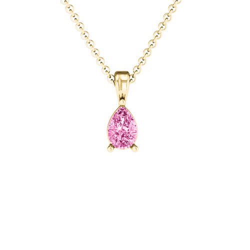 Elegant Pear Stone Pendant – 18K Gold Plated Silver with Pink Tourmaline