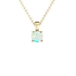 Elegant Round Stone Pendant in 18K Gold Plated Silver with Opal