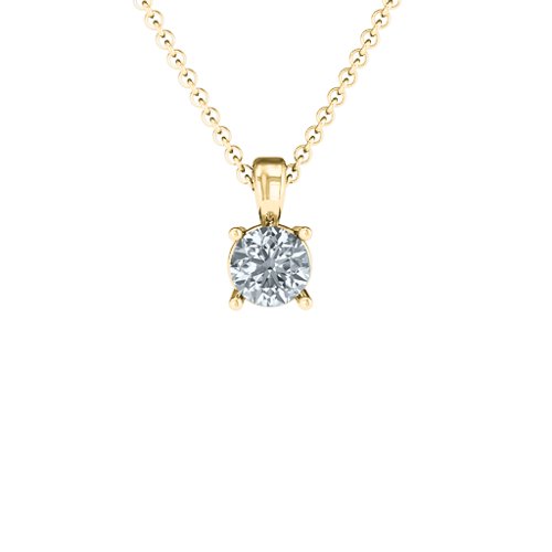 Elegant Round Stone Pendant – 18K Gold Plated Silver with Cubic Zirconia