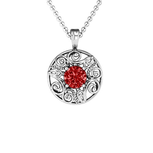 Burst of Joy Pendant – Sterling Silver with Garnet