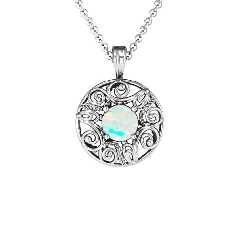Burst of Joy Pendant – Sterling Silver with Opal
