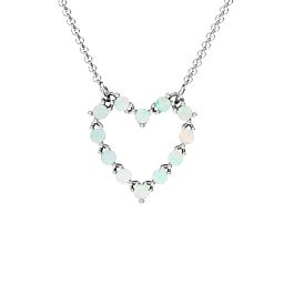 Glistening Heart Pendant in 925 Sterling Silver with Opal