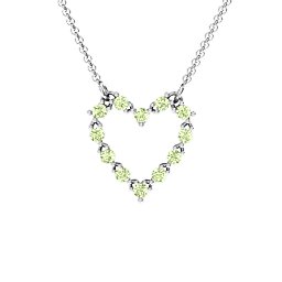 Glistening Heart Pendant in 925 Sterling Silver with Peridot