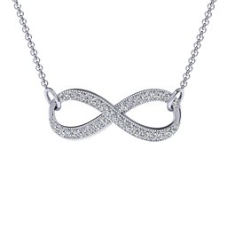 Horizontal Sparkling Infinity Pendant in 925 Sterling Silver