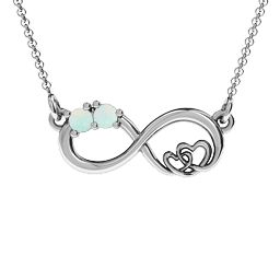 Double the Love Infinity Pendant in 925 Sterling Silver with Opal