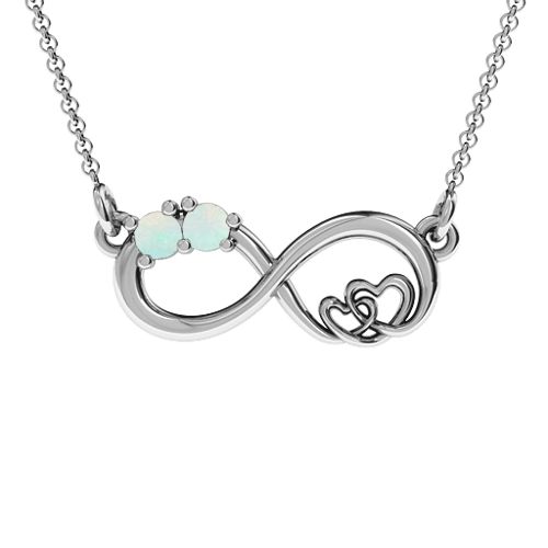 Double the Love Infinity Pendant – Sterling Silver with Opal