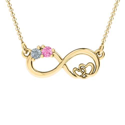 Double the Love Infinity Pendant – 9kt Yellow Gold with Cubic Zirconia and Pink Tourmaline