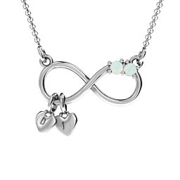 Twice the Love Infinity Pendant in 925 Sterling Silver with Opal